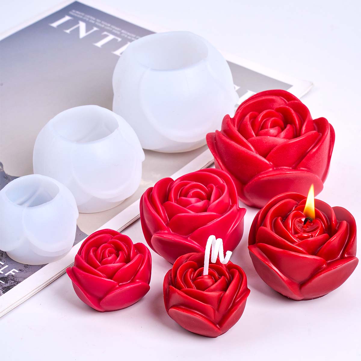 3D 꽃 모양 실리콘 양초 금형 DIY 로맨틱 로즈 아 - Home Fragrance Rose 리뷰 및 가격